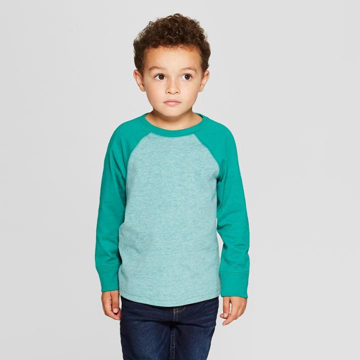 Toddler Boys' Long Sleeve Raglan T-shirt - Cat & Jack Green