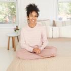 Women's Striped Beautifully Soft Fleece Lounge Tunic Sweatshirt - Stars Above