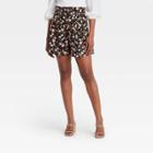Women's Button Detail Paperbag Shorts - Who What Wear Black Floral