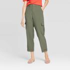 Women's Mid-rise Straight Leg Ankle Length Utility Pants - A New Day Olive Green 0, Women's, Green Green
