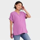 Short Sleeve Button-front Maternity Shirt - Isabel Maternity By Ingrid & Isabel Violet