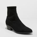 Women's Loraine Microsuede Wide Width Western Sock Booties - Universal Thread Black 8w,