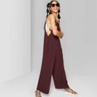 Women's Strappy Straight Neck Waistless Woven Jumpsuit - Wild Fable Wine (red)