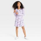 Girls' Printed Long Sleeve 100% Cotton Dress - Cat & Jack Lilac
