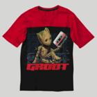 Boys' Groot Graphic Short Sleeve T-shirt Guardians Of The Galaxy Black