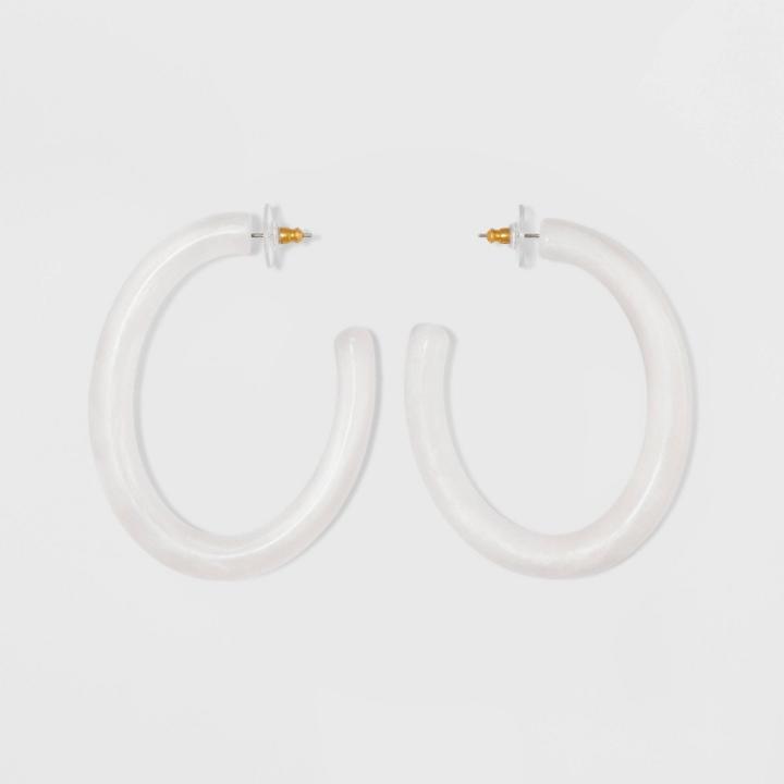 Sugarfix By Baublebar Chic Resin Hoop Earrings - White, Girl's