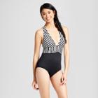 Clean Water Women's Stripe X Back One Piece Swimsuit - Black/white