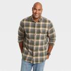 Men's Tall Plaid Standard Fit Long Sleeve Button-down Shirt - Goodfellow & Co Olive Gray/plaid