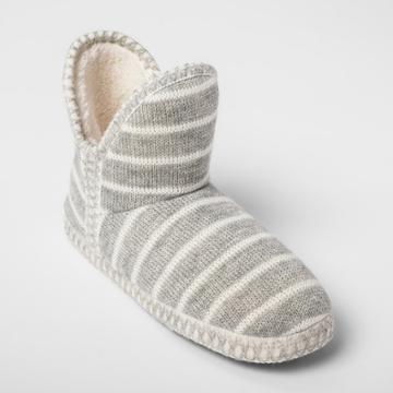 Gilligan & O'malley Women's Striped Bootie Slippers Gray