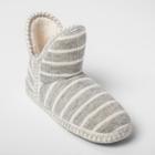 Gilligan & O'malley Women's Striped Bootie Slippers Gray