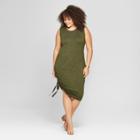 Women's Plus Size Ruched Side Knit Dress - Ava & Viv Green X