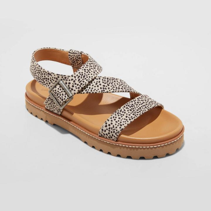Women's Annika Leopard Print Platform Footbed Sandals - Universal Thread Brown