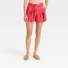 Women's High-rise Pleat Front Shorts - A New Day Red
