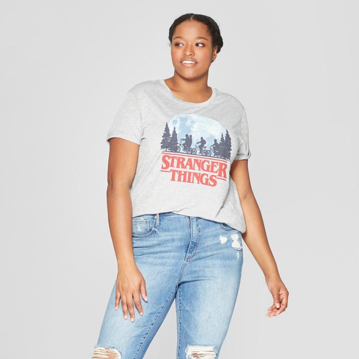 Women's Stranger Things Plus Size Short Sleeve Logo T-shirt - (juniors') - Gray