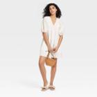 Women's Puff Short Sleeve Dress - A New Day White