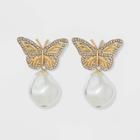 Sugarfix By Baublebar Crystal Wings Butterfly Drop Earrings - Gold