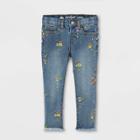 Toddler Girls' Daisy Flower Embroidered Skinny Jeans - Cat & Jack Medium Wash