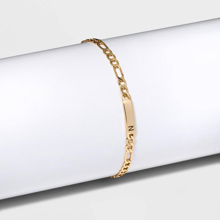 Gold Plated Initial 'n' Bar Figaro Chain Bracelet - A New Day Gold