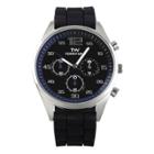 Men's Territory Intricate Round Face Silicone Strap Watch - Blue