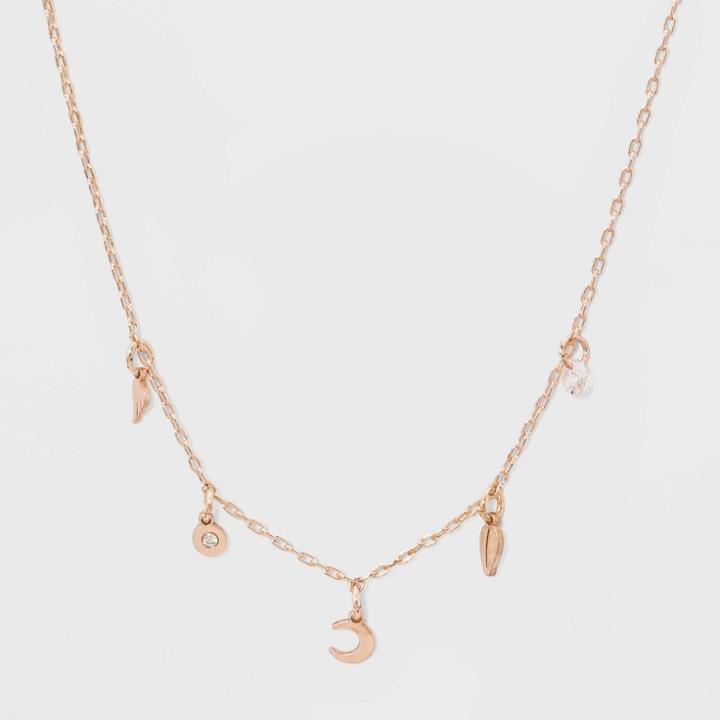 Distributed By Target Five Charms Short Necklace - Rose Gold