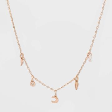 Distributed By Target Five Charms Short Necklace - Rose Gold