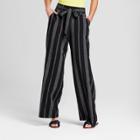 Women's Striped Linen Pants - A New Day Black/white Xxs
