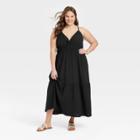 Women's Plus Size Sleeveless Tie-back Dress - A New Day Black