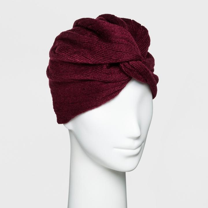 Women's Textured Turban - A New Day Burgundy (red)