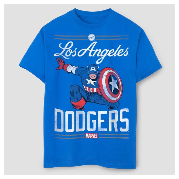 Marvel Boys' Captain America Major League Baseball T-shirt - Royal Blue