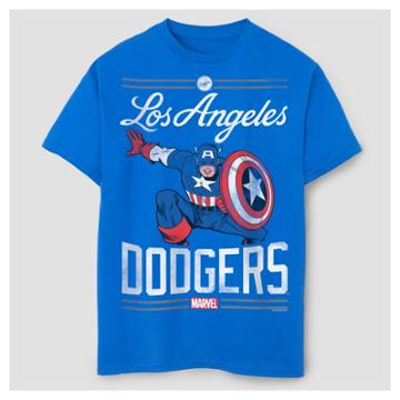 Marvel Boys' Captain America Major League Baseball T-shirt - Royal Blue