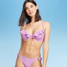 Women's Light Lift Ribbed Ruffle Bikini Top - Shade & Shore Lavender 32a, Women's, Purple