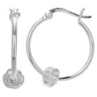 Target Polished Click Top Hoop Earrings With Loveknot In Sterling Silver - Gray
