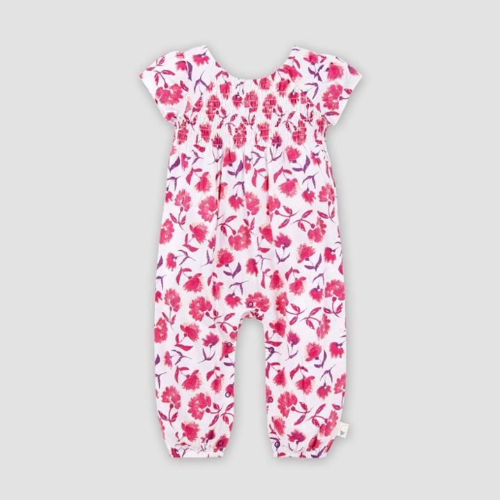 Burt's Bees Baby Baby Girls' Organic Cotton Floral Spring Picks Jumpsuit - White/pink