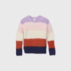 Girls' Striped Pullover Sweater - Cat & Jack Cream/purple