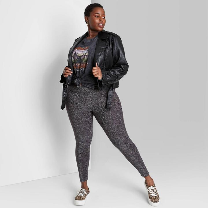 Women's Plus Size High-waisted Leggings - Wild Fable Metallic