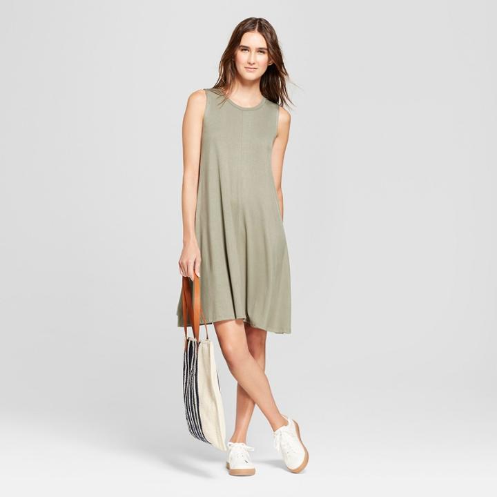 Women's Sleeveless Swing Dress - Alison Andrews Olive M, Size: