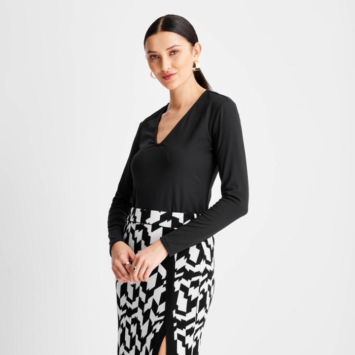 Women's Long Sleeve Open Back T-shirt - Future Collective With Kahlana Barfield Brown Black Xxs