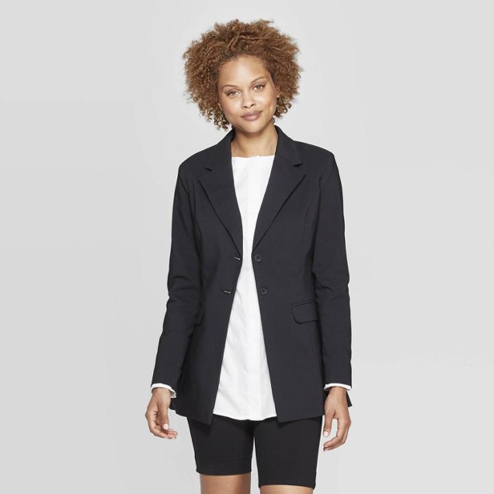 Women's Long Sleeve Button-down Blazer - Prologue Black