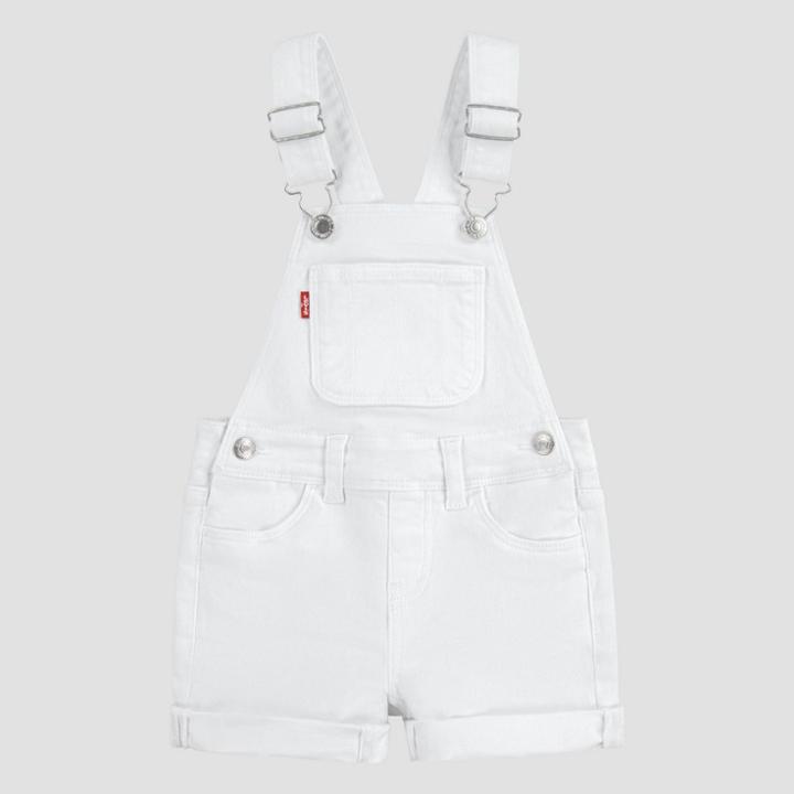 Levi's Toddler Girls' Solid Shortalls - White