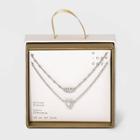 Cubic Zirconia Open Heart Faux Duo Necklace - A New Day