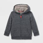 Toddler Boys' Sherpa Lined Fleece Hooded Zip-up Jacket - Cat & Jack Black