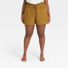 Women's Plus Size Mid-rise Tie Waist Utility Shorts - Universal Thread Brown