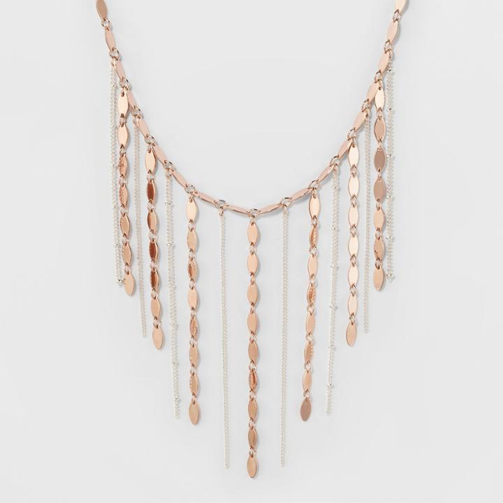Coin Chains & Tassels Short Necklace - A New Day Rose Gold/silver