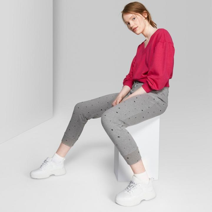 Women's Star Print Jogger Pants - Wild Fable Heather Gray