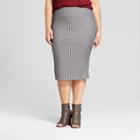 Women's Plus Size Ribbed Midi Skirt - Ava & Viv Gray