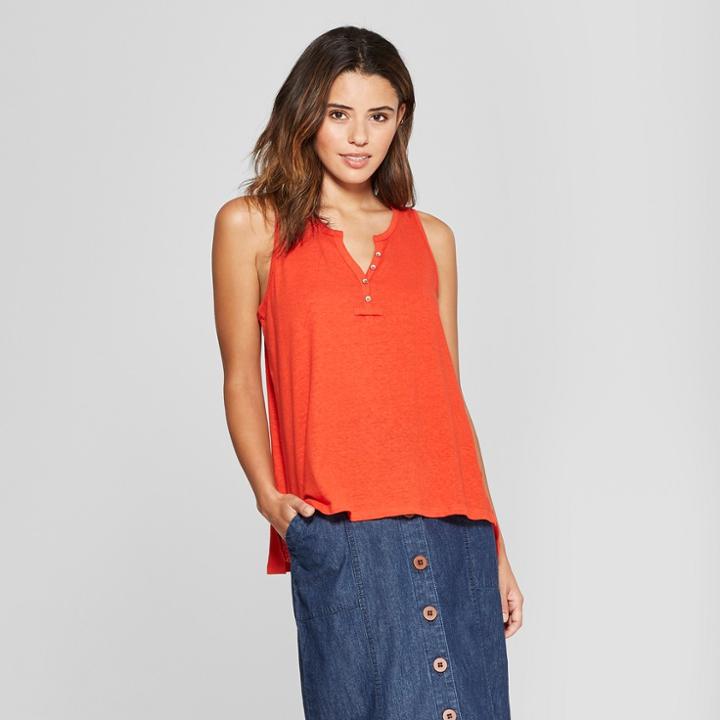 Women's Henley Tank - Universal Thread Orange