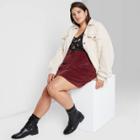 Women's Plus Size High-rise Zip-front Corduroy Mini Skirt - Wild Fable Maroon