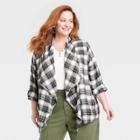 Women's Plus Size Plaid Flannel Jacket - Knox Rose Black