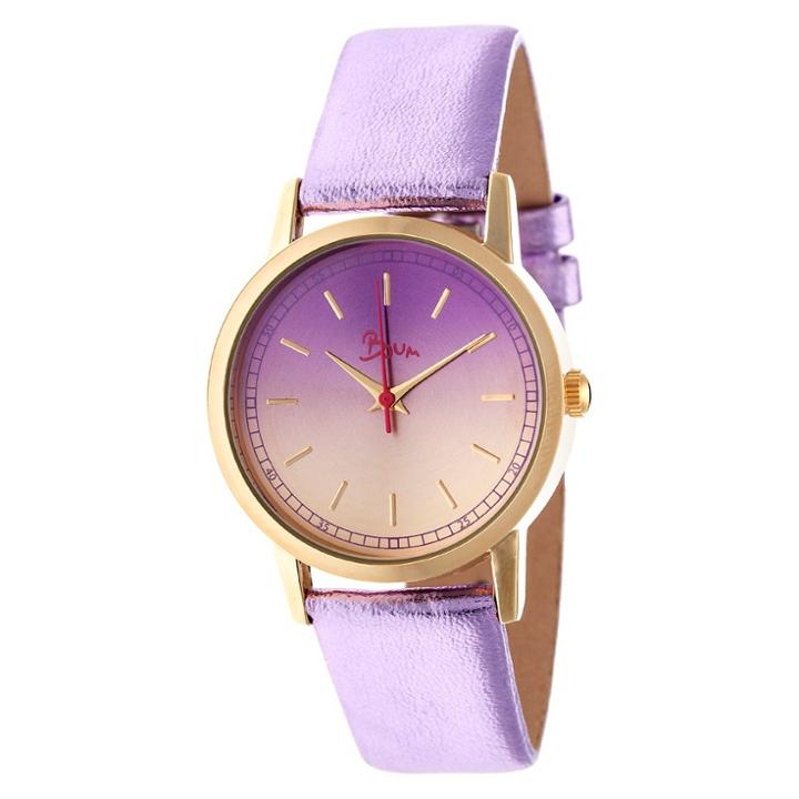 Women's Boum Ombre Color-fade Dial Metallic-finish Leather Strap Watch-lavender,