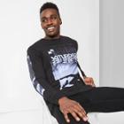 Men's Printed Long Sleeve Boxy T-shirt - Original Use - Black